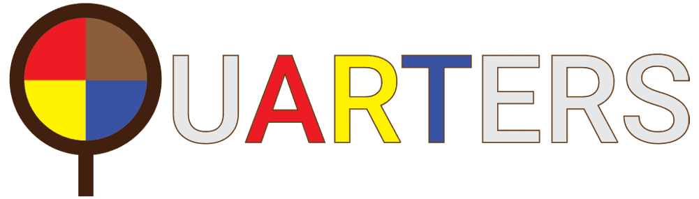Logo featuring the word "QUARTERS" with colorful geometric shapes in a circular design.